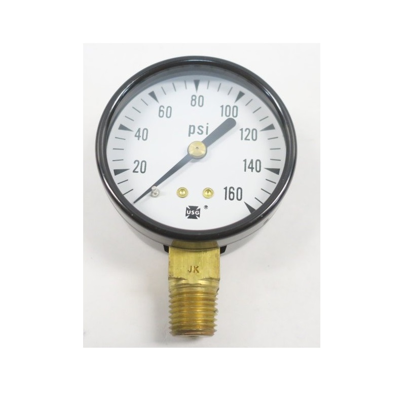 Pressure Gauge 0 to 160 PSI 2" Face 1/4" Thread Lower Connection 
